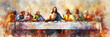 © AI_images_for_people - The Last Supper. Jesus Christ. Maundy Thursday. New Testament Scene. Watercolor Biblical Illustration