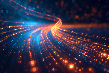 Wall Mural - vivid light trails in blue and orange creating a mesmerizing sci-fi effect. perfect for technology, 