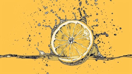 Wall Mural - A yellow lemon with white splatters on it