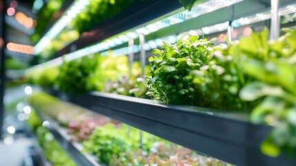 Wall Mural - High-Tech Indoor Vertical Farm Revolutionizing Urban Food Production