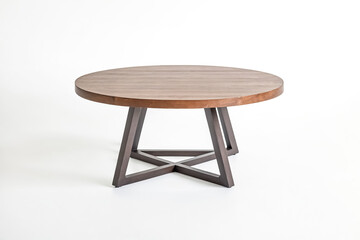 Sticker - Round Wooden Table with Metal Legs