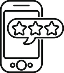 Sticker - Mobile rating and review icon with star app feedback for customer phone outline vector user quality assessment service smartphone illustration concept system satisfaction business digital experience i