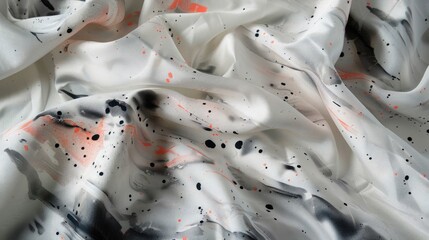 Poster - Abstract Design in White Fabric with Ink and Paint Effects