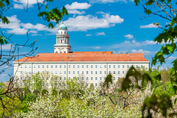 The UNESCO world heritage site Benedictine monastery Pannonhalma Archabbey in Hungary in early spring.