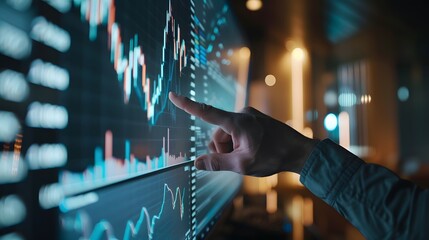 Bar Graph With Data Points and Illuminated Trading Charts