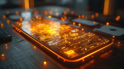 Wall Mural - the circuitry of a smartphone. 