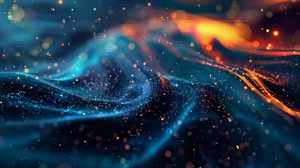 Wall Mural - A blue and orange swirl of light and dark blue and orange sparks