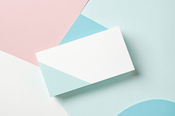 Poster - Blank White Card on Pastel Blue and Pink Background