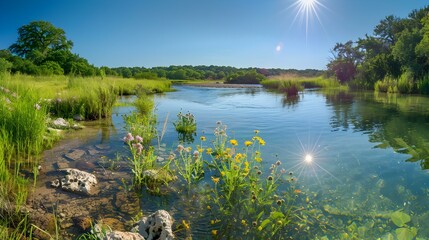 Wall Mural - summer river clear water pic