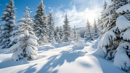 Poster - winter day snow-covered tree pic