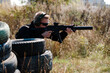 © johnalexandr - A guy with a machine gun learns to shoot at a shooting range