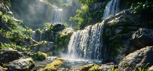 Wall Mural - mountain waterfall clear img