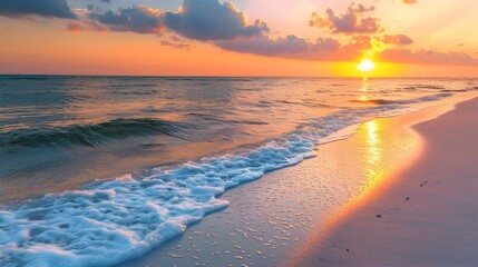 Sticker - sunset coastline white sand pic