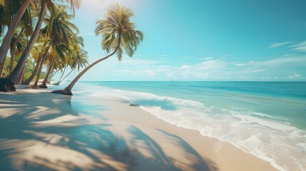 Wall Mural - tropical beach coconut trees pic