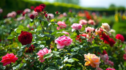 Wall Mural - spring garden blooming roses pic