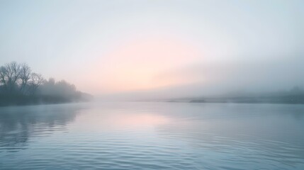 Sticker - quiet river mist sunrise soft