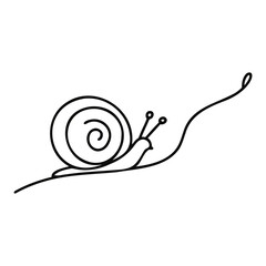 Wall Mural - snail continuous one line drawing of isolated,