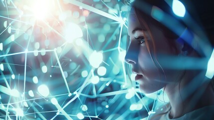 Wall Mural - digital technology internet network connection big data digital marketing iot internet of things wom