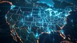 © Jelena - digital map of usa showcasing global network connectivity data transfer cyber technology electronic vote and information exchange futuristic telecommunications concept