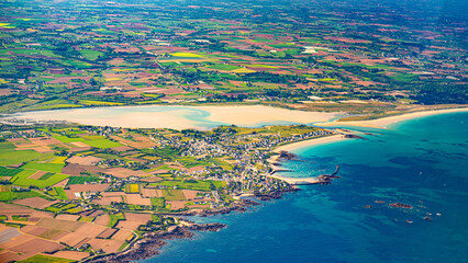 Wall Mural - french brittany and atlantc ocean coast in finistere aerial view