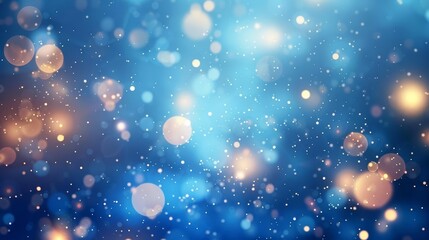 Wall Mural - festive bokeh light pattern on blue background abstract christmas and winter holiday illustration