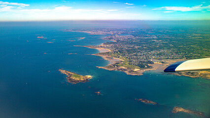 Wall Mural - french brittany and atlantc ocean coast in finistere aerial view