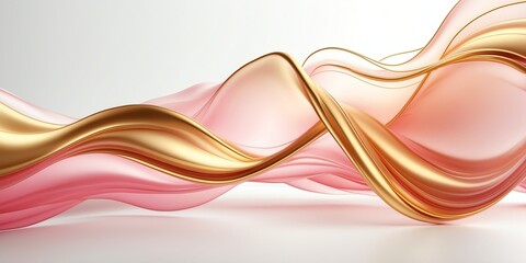 Wall Mural - abstract luminous gold pink gradient wave on plain white background banner design
