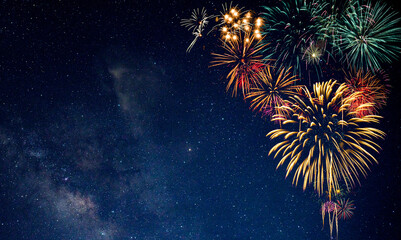 Fireworks with Night Sky Background