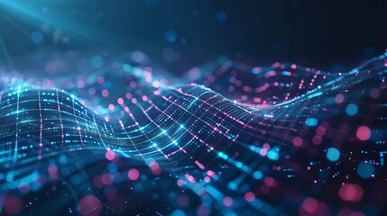 Digital abstract background for technological operations, neural networks, AI, data transmission and encryption, digital archives, audio and visual representations, scientific research. Copy space