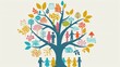 © peerawat - Create a visual representation of family support systems. Include extended family, friends, and community resources that contribute to a family's well-being.