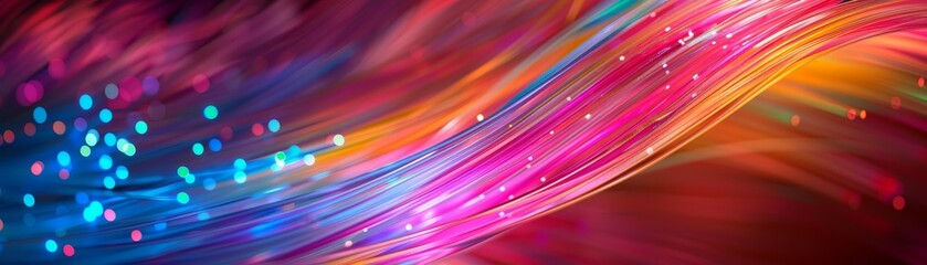 Wall Mural - Vibrant abstract digital artwork with colorful light streaks and bokeh, perfect for a dynamic and energetic background or design elements.