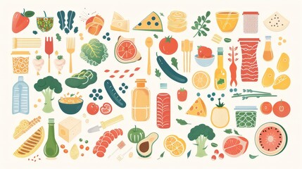 Poster - Design a visual aid that outlines the key components of a balanced diet for adults. Include examples of healthy foods and portion sizes.