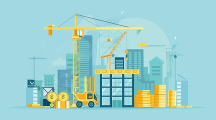 Canvas Print - Design a visual guide to construction project financing and investment. Include sources of funding, financing options, and risk management strategies.