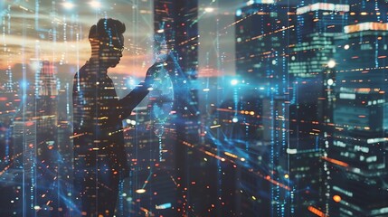 Wall Mural - digital technology big data internet network connection futuristic innovation technology background 