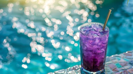 Purple Drink on Table by Pool