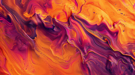 Wall Mural - Vibrant orange and plum smears on an abstract canvas, creating a dynamic texture background,