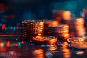 Sticker - Coins on computer board close up