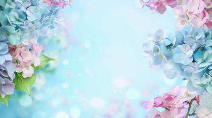 Wall Mural - Hydrangea, lilac pink background, copy and text space, 16:9