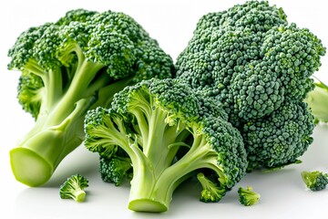 Sticker - Two broccoli pieces on white surface