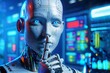 © asadykov - Artificial intelligence ai robot finger lips keep silence secret shut up hush