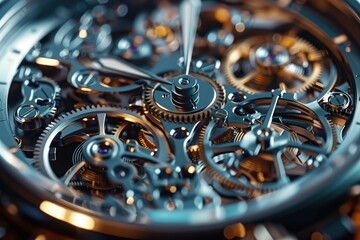 Aufkleber - Close-up of an intricate mechanical watch movement