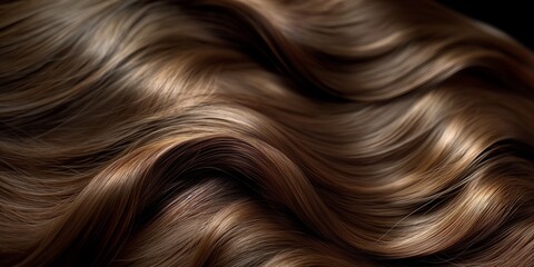 Shiny, brown curls styled into long waves, reflecting wellness and natural beauty