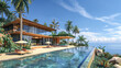 © Shamim - A modern beach house with a private oceanfront beach volleyball and sports center.