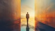 © itchaznong - A man walks through a tunnel with a sunset in the background