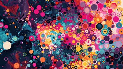 Wall Mural - A vibrant abstract image representing colorful bubbles and liquids interacting together