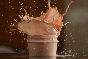 Sticker - Dynamic image capturing a splash of chocolate milk erupting from a glass