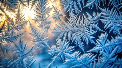 Wall Mural - Frost-covered branches glowing in the sunlight