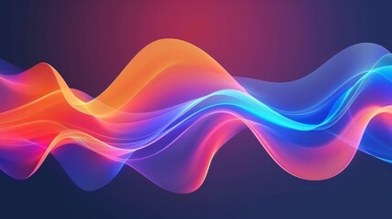 Wall Mural - Vibrant abstract waves of blue and red on a dark background