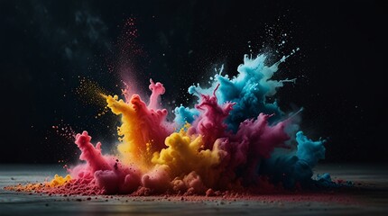 splashing colored powder