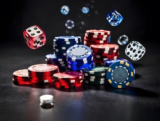 poker chips and dice